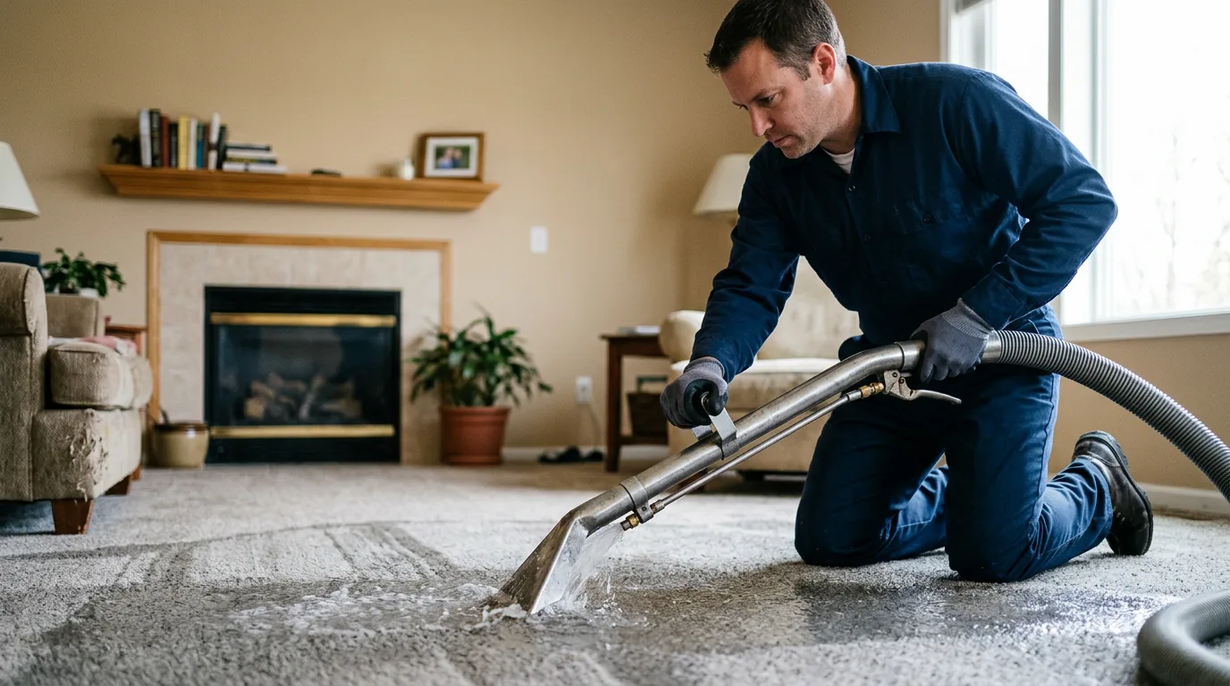 Water damage restoration technician working near Clare, MI